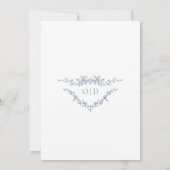 Frans Victoriaans Dusty Blue Wedding Monogram Kaart (Achterkant)