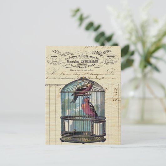  Frans Victoriaans Tortelduifjes voor vogelpest Briefkaart (Staand voorkant)