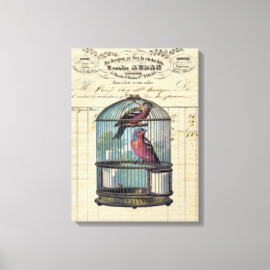  Frans Victoriaans Tortelduifjes voor vogelpest Canvas Afdruk (Voorkant)