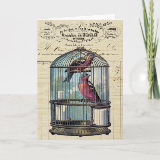  Frans Victoriaans Tortelduifjes voor vogelpest Kaart (Voorkant)