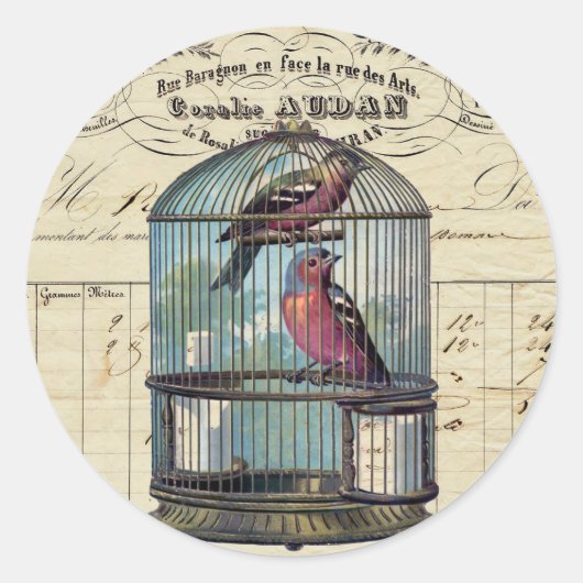  Frans Victoriaans Tortelduifjes voor vogelpest Ronde Sticker (Voorkant)