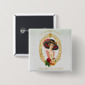 Frans Vierkante Button 5,1 Cm (Voorkant /achterkant)