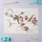 Frans Vintage Carte Postale Bird Butterfly Leaf Tissuepapier (Craft)