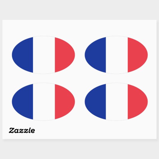 Frans* Vlag Europees-stijl Ovale Sticker (Vel)