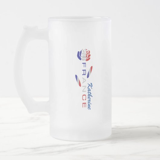 Frans vlaggenRoos - Aangepersonaliseerde grote Matglas Bierpul (Links)