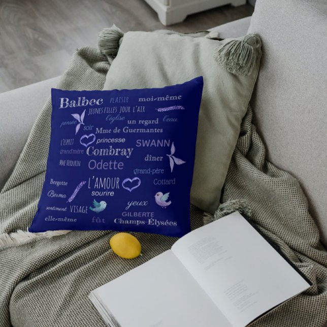 Frans vocabulaire van proust - krijkbord kussen (Creator heeft geüpload)