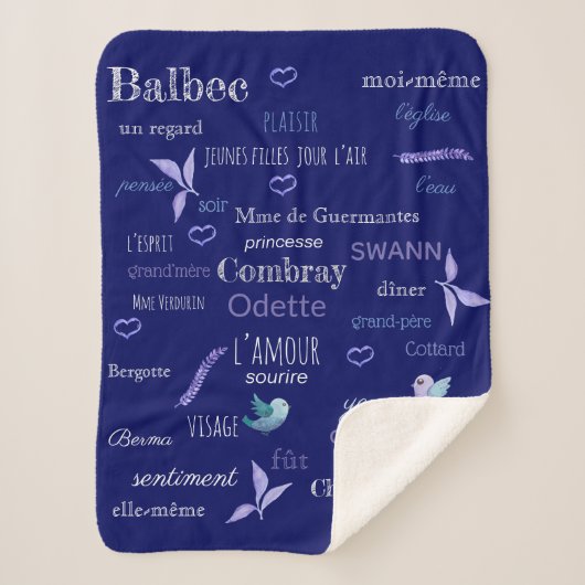 Frans vocabulaire van proust - krijkbord sherpa deken (Voorkant)