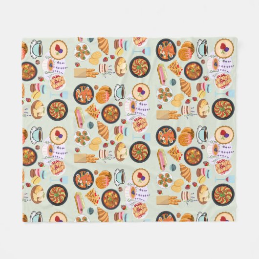 Frans voedsel fleece deken (Voorkant (Horizontaal))
