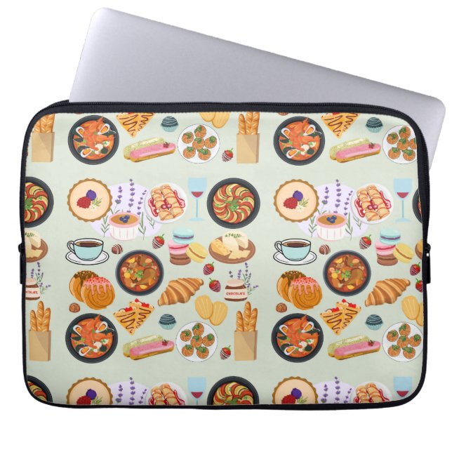 Frans voedsel laptop sleeve (Voorkant)