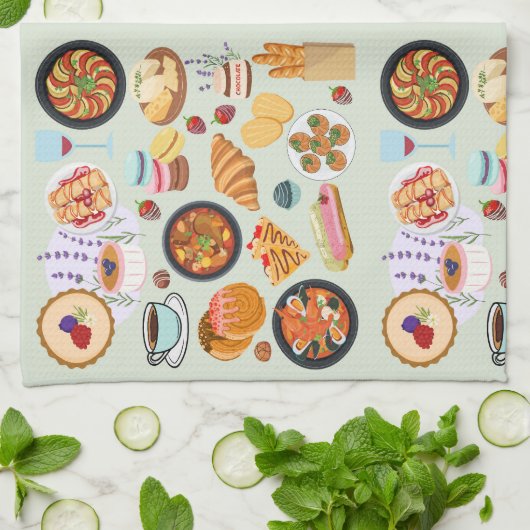 Frans voedsel theedoek (Gevouwen)