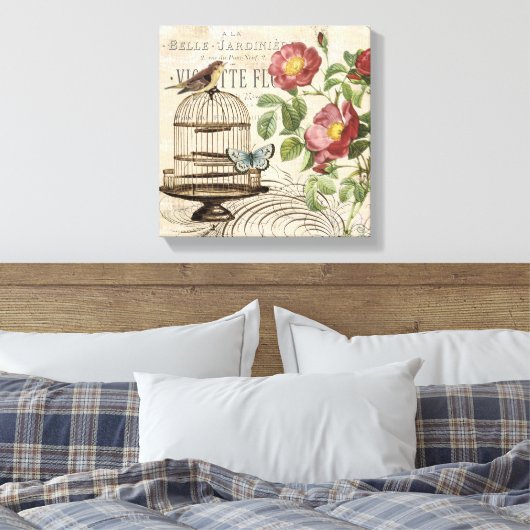  Frans vogelkooi uitgerekt canvas (Insitu (Slaapkamer))