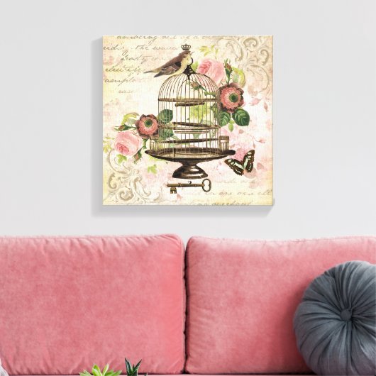  Frans vogelkooi uitgerekt canvas (Insitu (Woonkamer))