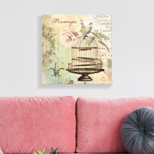  Frans vogelkooi uitgerekt canvas (Insitu (Woonkamer))