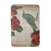 frans vogelretro botanische rode kersen badmat (Voorkant Verticaal)