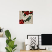 frans vogelretro botanische rode kersen poster (Thuiskantoor)