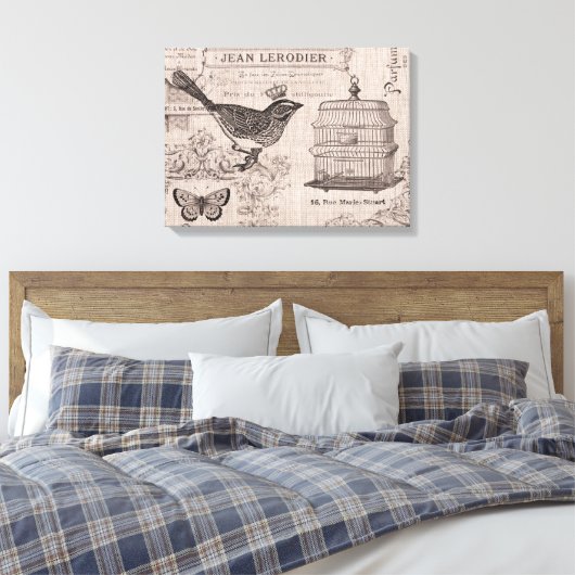 Frans Vogelspandoek Canvas Afdruk (Insitu (Slaapkamer))