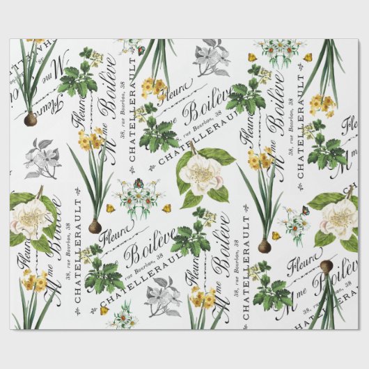 Frans voorjaarsbloem inpakpapier (Vlak)