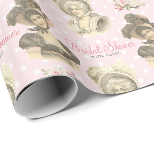  Frans Vrijgezellenfeest Roze Rozen Custom Cadeaupapier (Rol Hoek)