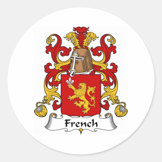 Frans Wapen/Familie Crest Ronde Sticker (Voorkant)