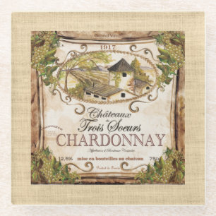 Frans waslabel Burlap Glazen Onderzetter