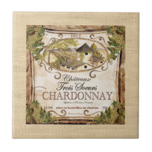 Frans waslabel Burlap Tegeltje