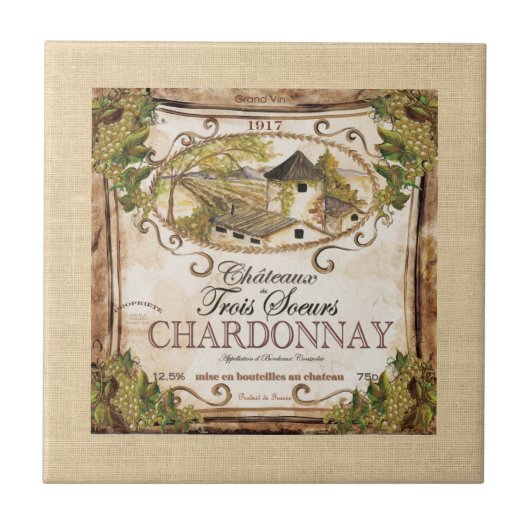  Frans waslabel Burlap Tegeltje (Voorkant)