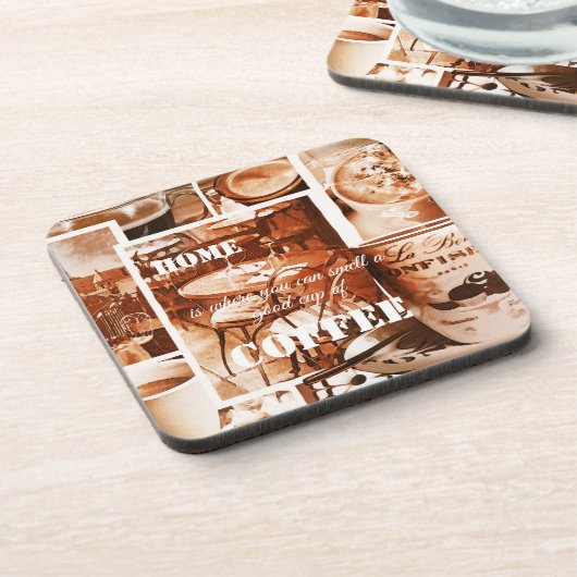 Frans  Waterverf Coffee Collage Onderzetter (Linkerzijde)