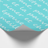Frans Weddenschap Vows Handschrift Turquoise Cadeaupapier (Hoek)