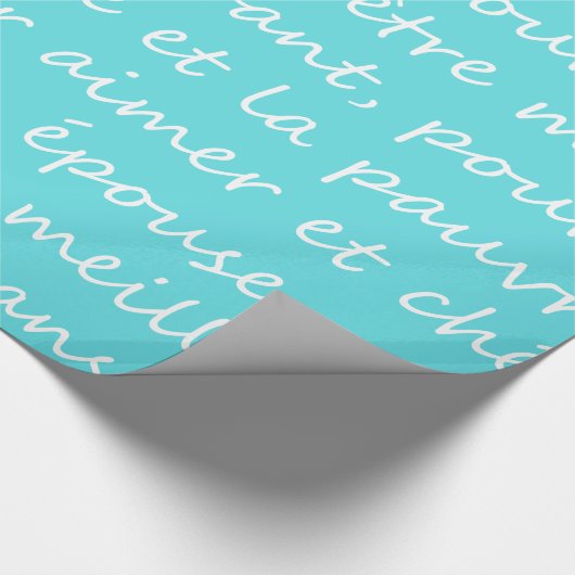 Frans Weddenschap Vows Handschrift Turquoise Cadeaupapier (Hoek)