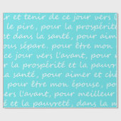 Frans Weddenschap Vows Handschrift Turquoise Cadeaupapier (Vlak)