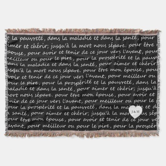  Frans Wedding Vows Black en White Deken (Voorkant)