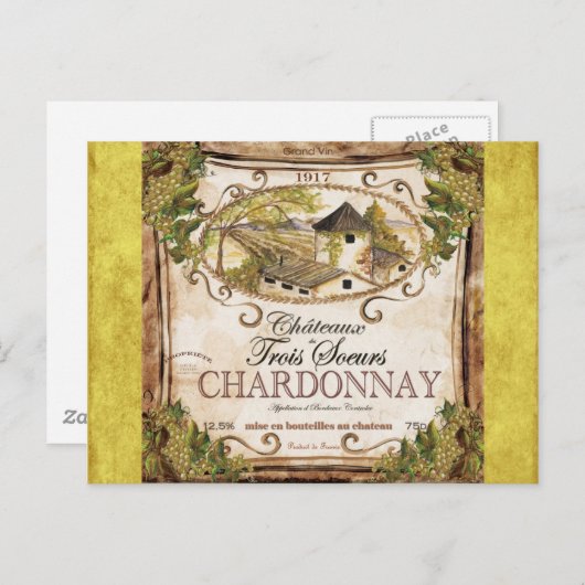  Frans wijnlabel Briefkaart (Voorkant / Achterkant)