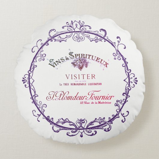  Frans wijnlabel rond kussen (Voorkant)