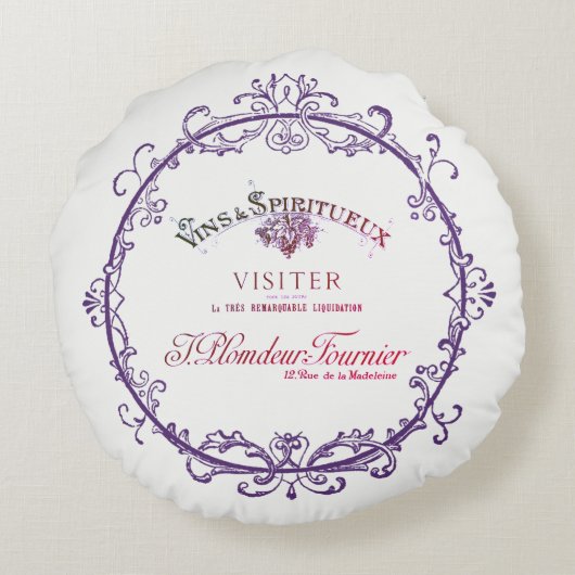  Frans wijnlabel rond kussen (Achterkant)