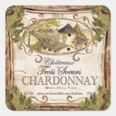  Frans wijnlabel Vierkante Sticker (Voorkant)