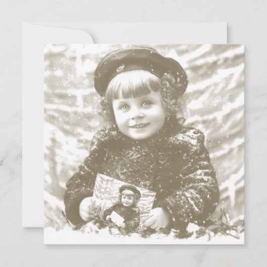 Frans  Winter Meisje Kerstvakantie Kaart (Voorkant)