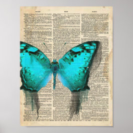  Frans woordenboek met blauwe vlinder Poster
