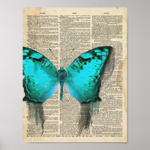 Frans woordenboek met blauwe vlinder Poster