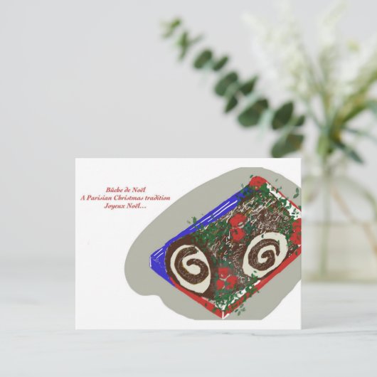 Frans Yule Kerst Log Briefkaart (Staand voorkant)