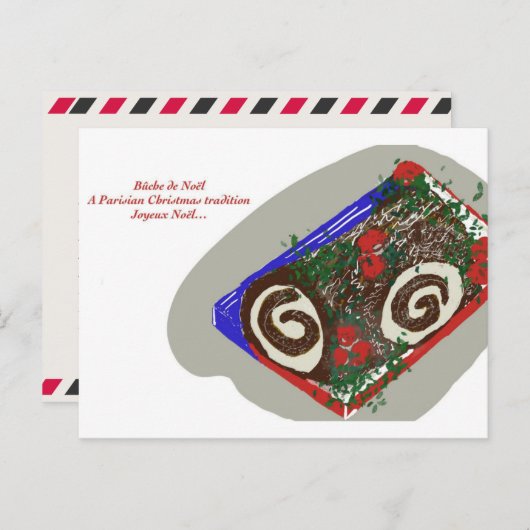 Frans Yule Kerst Log Briefkaart (Voorkant / Achterkant)