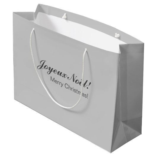 Frans Zilver Kleur Kerstmis Gift Bag Groot Cadeauzakje (Achterkant Gekanteld)