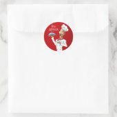 Frans zingen Chef op rode achtergrond Ronde Sticker (Tas)