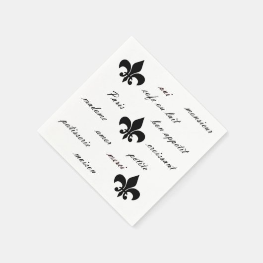 Frans zwart op wit servet (Hoek)