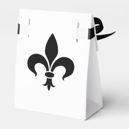 Frans Zwart & Wit Fleur de Lis Party Favor Box Bedankdoosjes (Achterkant)