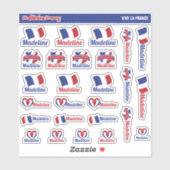 Franse aangepaste naamlabels Frankrijk | Sticker (Vel)