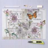 Franse Ad Butterfly Paarse Flower Shabby-ontkoppel Tissuepapier (Craft)