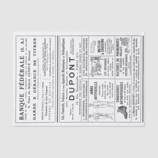 Franse advertenties Krantenties Pagina Mannen losk Tissuepapier (Voorkant)