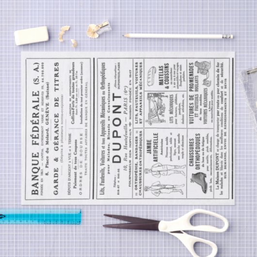 Franse advertenties Krantenties Pagina Mannen losk Tissuepapier (Craft)