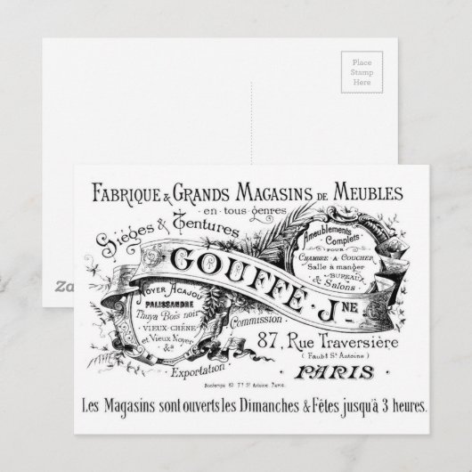  franse adverteren typografie briefkaart (Voorkant / Achterkant)