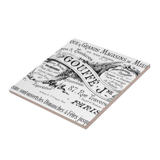  franse adverteren typografie tegeltje (Zijkant)